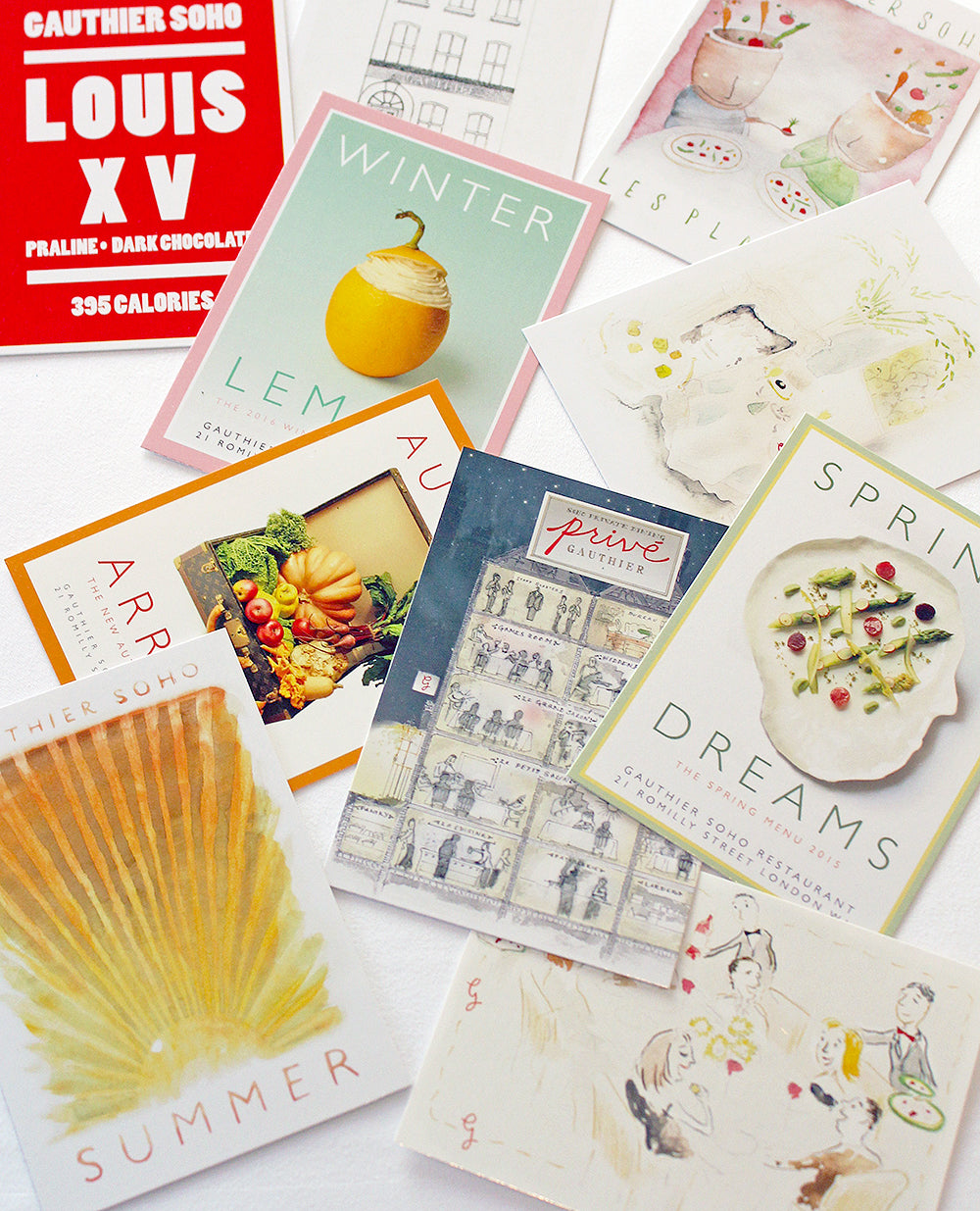 A set of ten postcards featuring artwork from Gauthier Soho